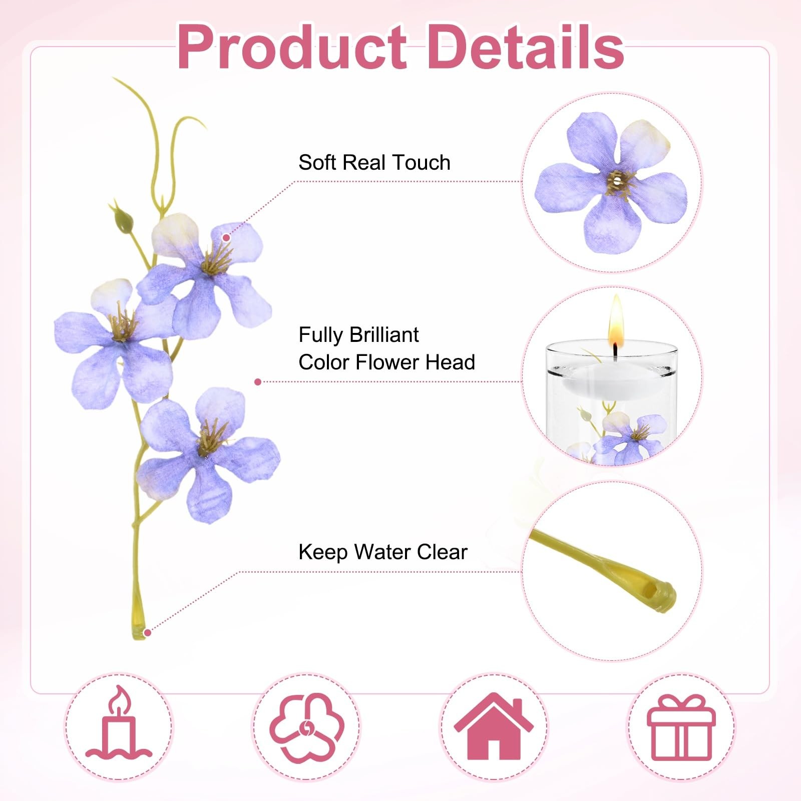 16-Pack Artificial Orchid Flowers 6.7 Inch Faux Silk Pea Flowers Real Touch P…