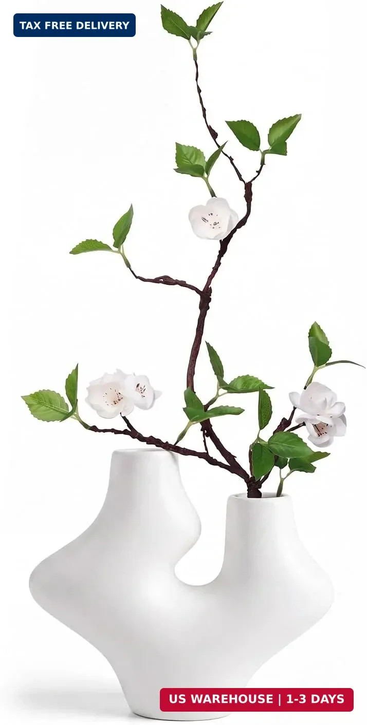 Vase with Greenery, 1 Pcs 22” Artificial Stem Potted Plant Indoor Fake Plants,