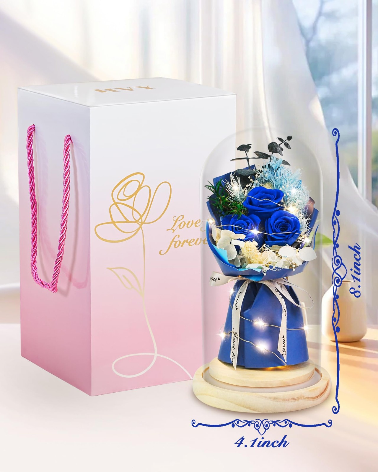 HVY Preserved Real Flowers Bouquet Gifts for Her,Forever Flowers Gift for Women,