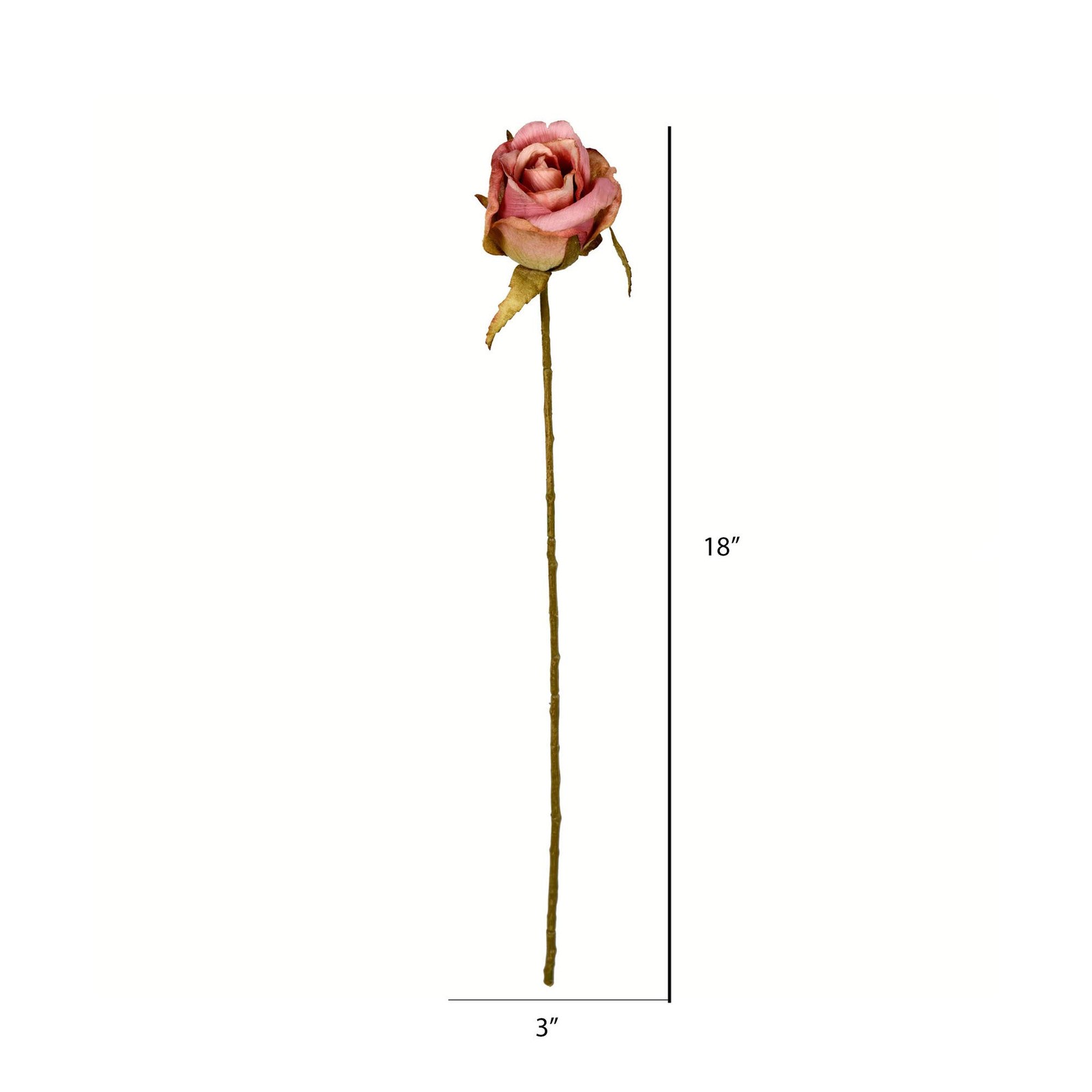 Vickerman 18″ Fabric Artificial Rose Stem in Mauve Pink (Set of 12)