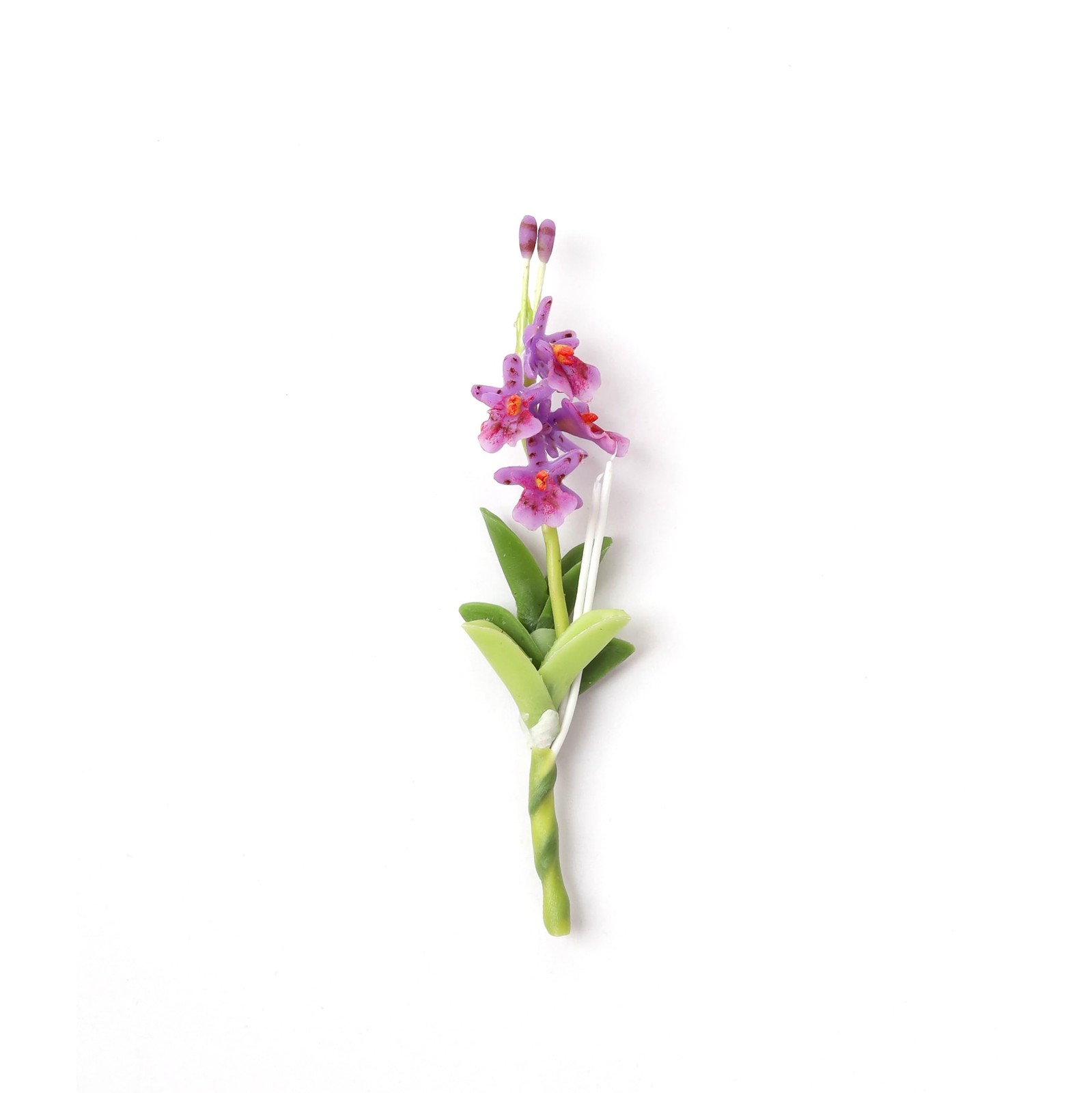 Set of 10 Purple Orchid Miniature Handmade Clay – Japanese Polymer Clay Flowe…