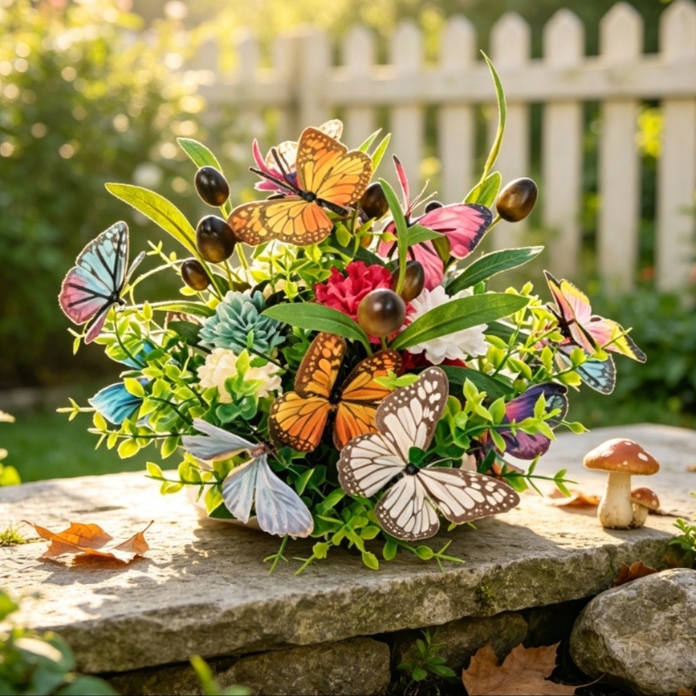 3D Butterfly Artificial Flowers for Party Decoration Garden Wedding Home Setup