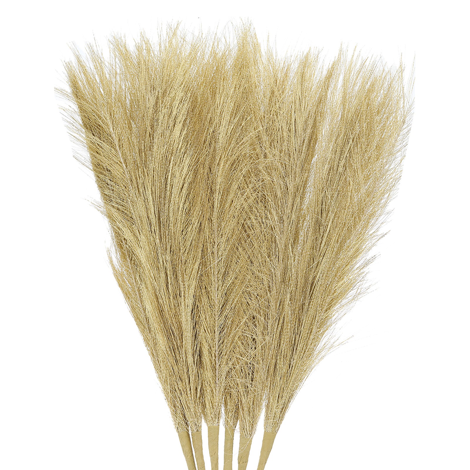 3Pcs Pampas Grass 17.7″ Fake Pampas Grass for Wedding Decoration Golden