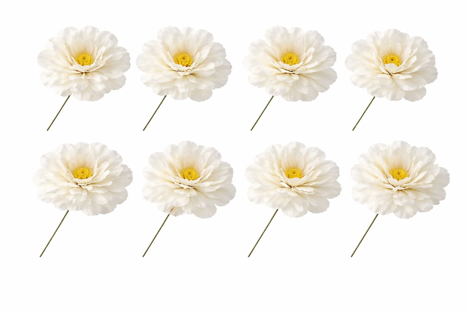 White Peony Flowers Set of 8 Faux Blooms 5 Inch Floral Heads Wired Craft Wreath