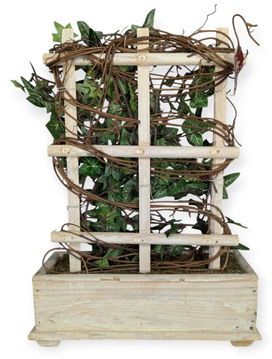 Classic Silks Craft Trellis with Ivy NWT 13″ Tall Wooden Box