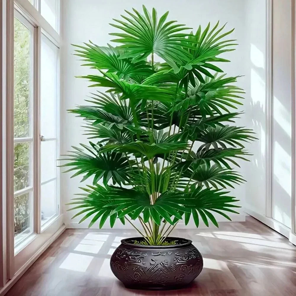 24 Leaves 31.5Inch Artificial Plant Large Fake Fan-Leaf Tree Without Pot