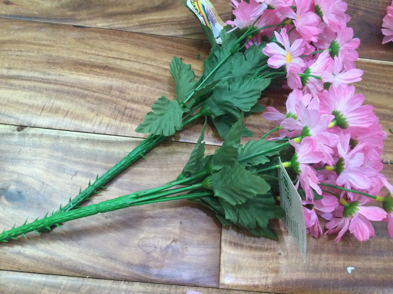 Garden Pink Silk Floral Arrangement in a Woven Basket carnations roses daisy