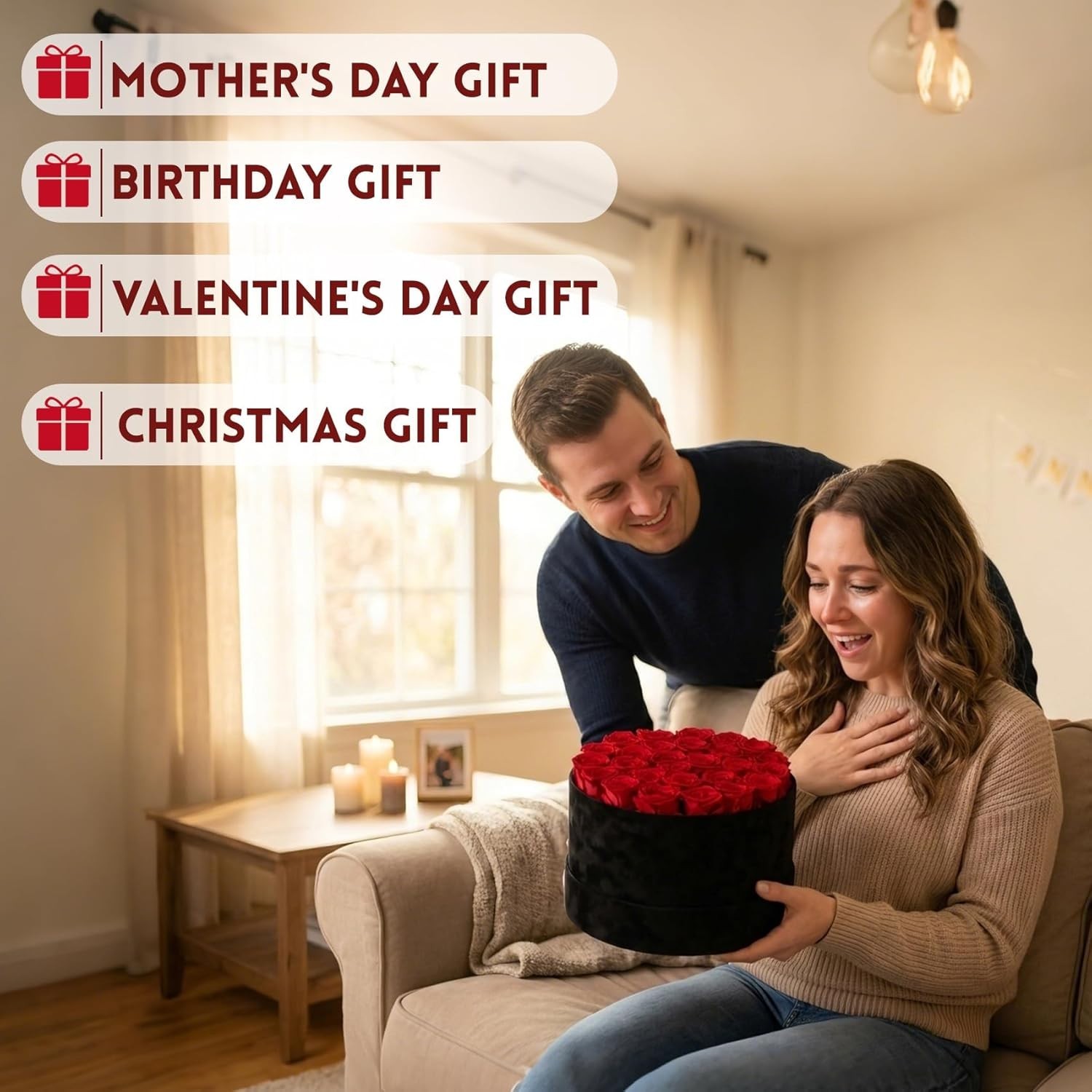 27 Forever Preserved Roses in a Box, Forever Gift for Women, Flowers in a Luxury