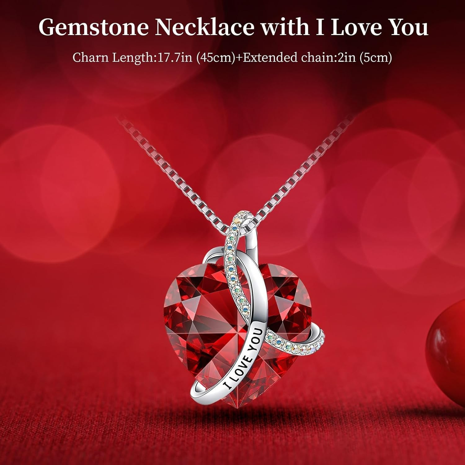 Preserved Real Red Rose with l Love You Necklace Forever Flowers Rose Valenti…