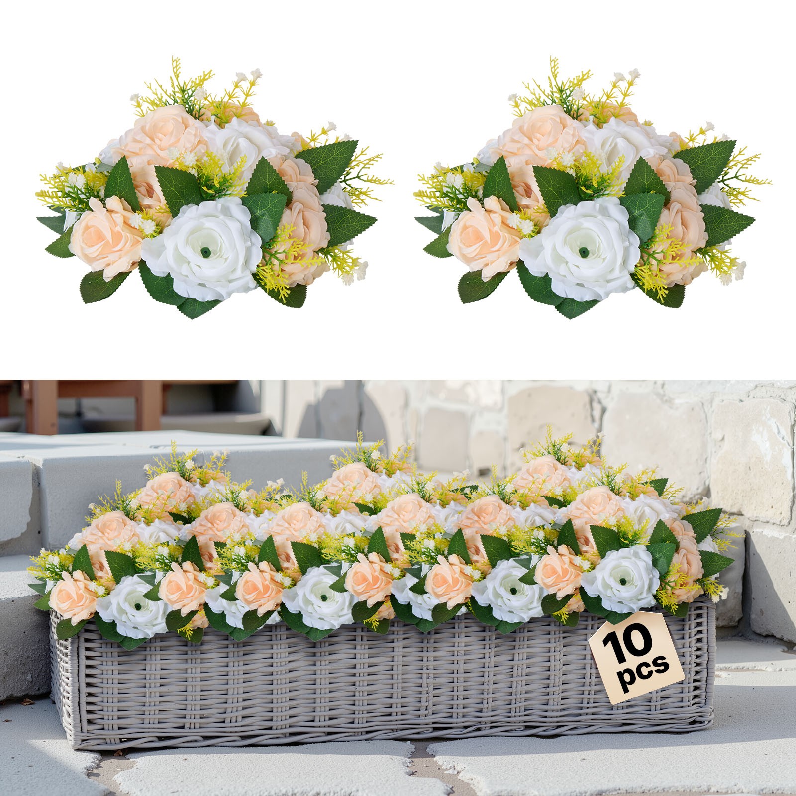 VEVOR Flower Balls Wedding Centerpieces Fake Flower Arrangement Champagne 10PCS