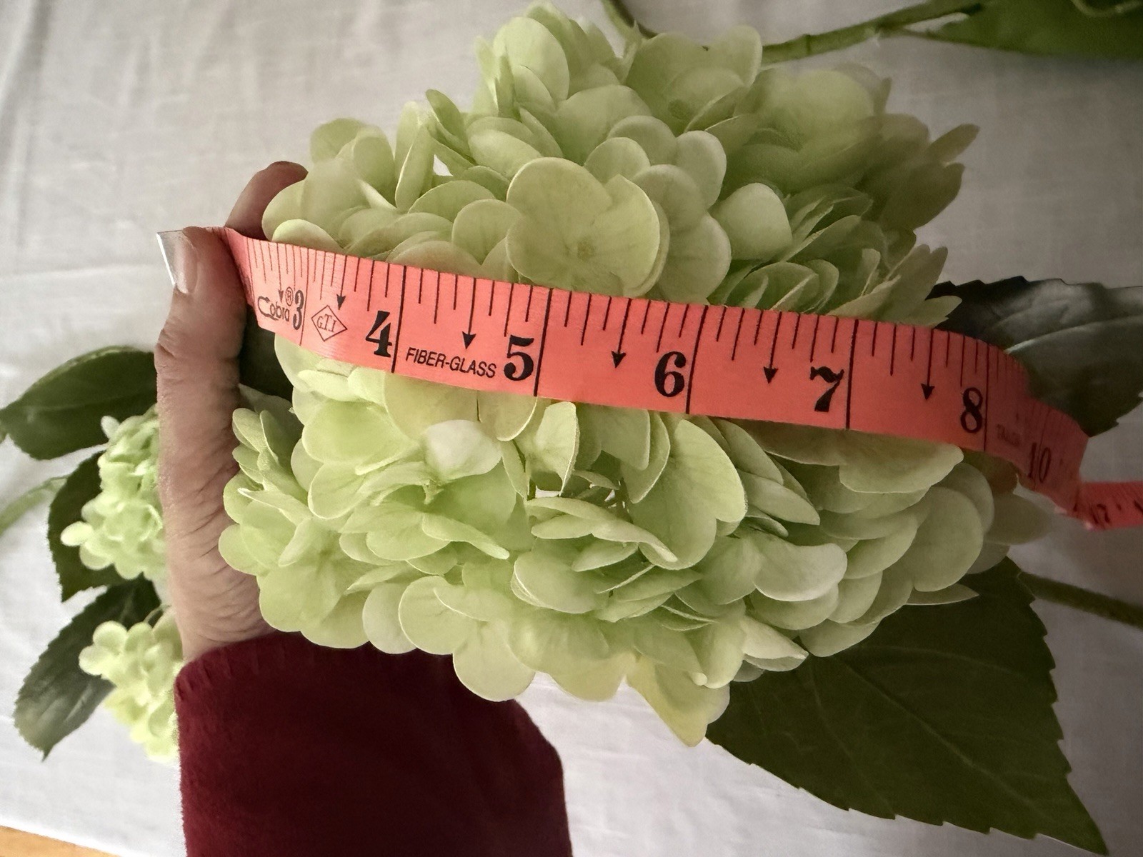 4 Real Touch Large Light Green Hydrangea Fake Flowers 21”