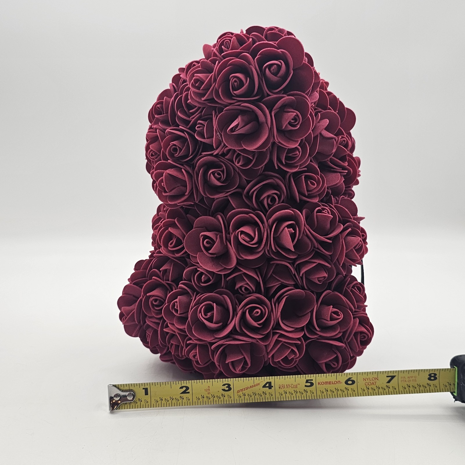 Always And Forever Faux Rose Flower Bear Figure Valentines Day Gift Maroon 9 in