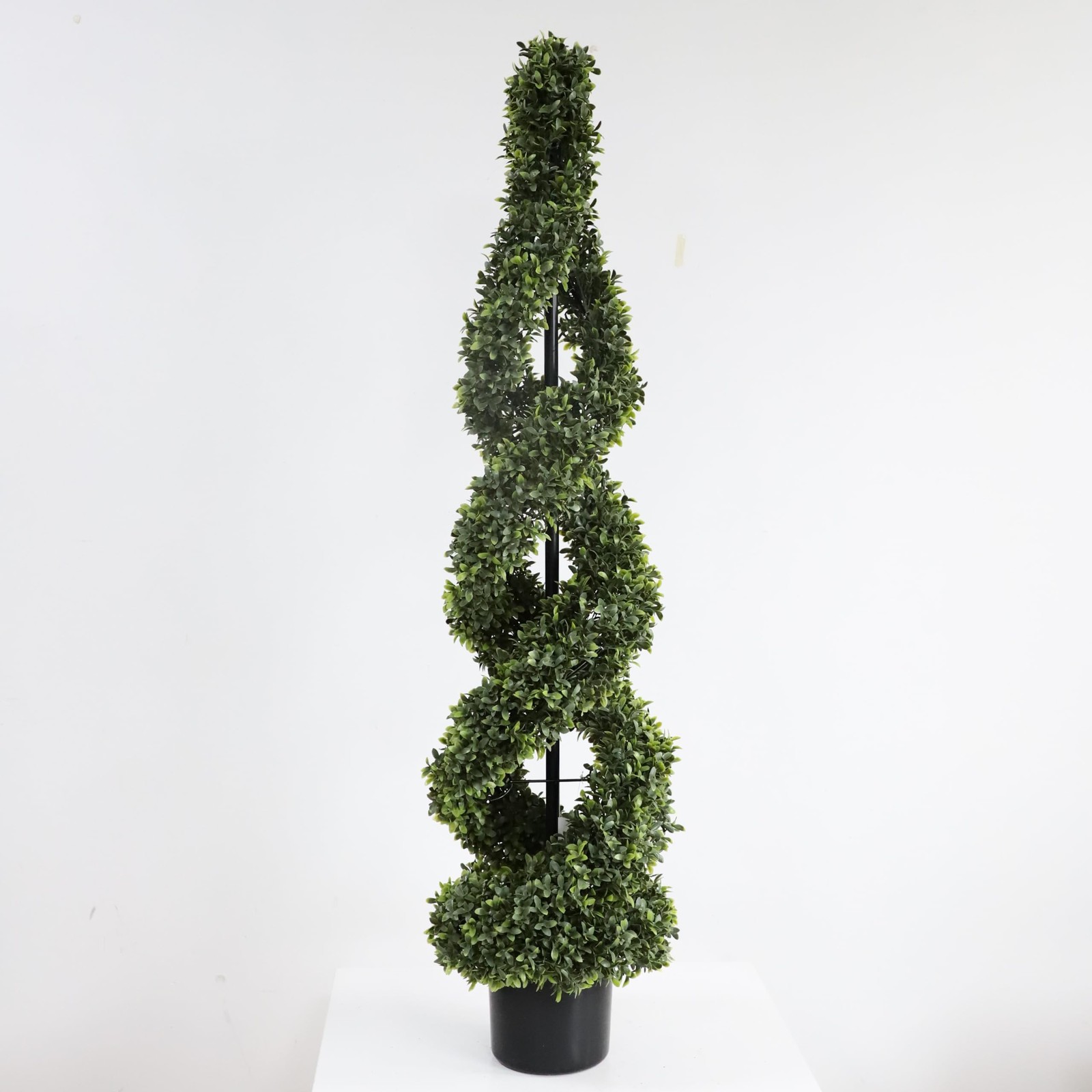 46Inch Double Spiral Artificial Boxwood Topiary Tree 4″ Plants Fake Faux Plan…