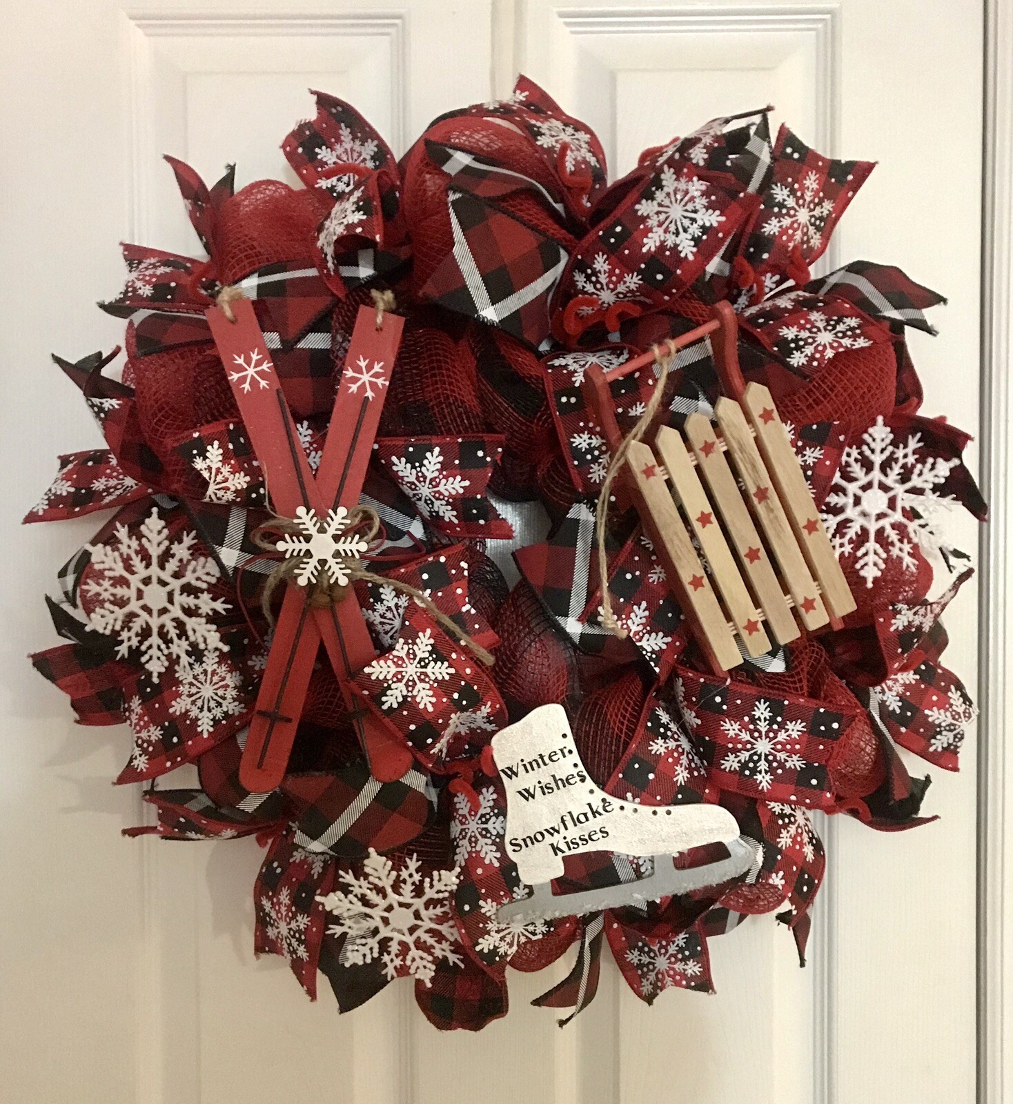 Winter Wishes – Winter / Holiday / Christmas Fabric Mesh Wreath