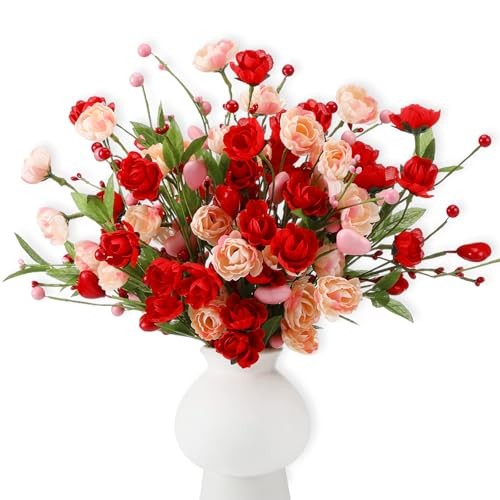 12 Pcs Valentines Day Decoration Rose Floral Picks 16 Inch Red Pink Heart