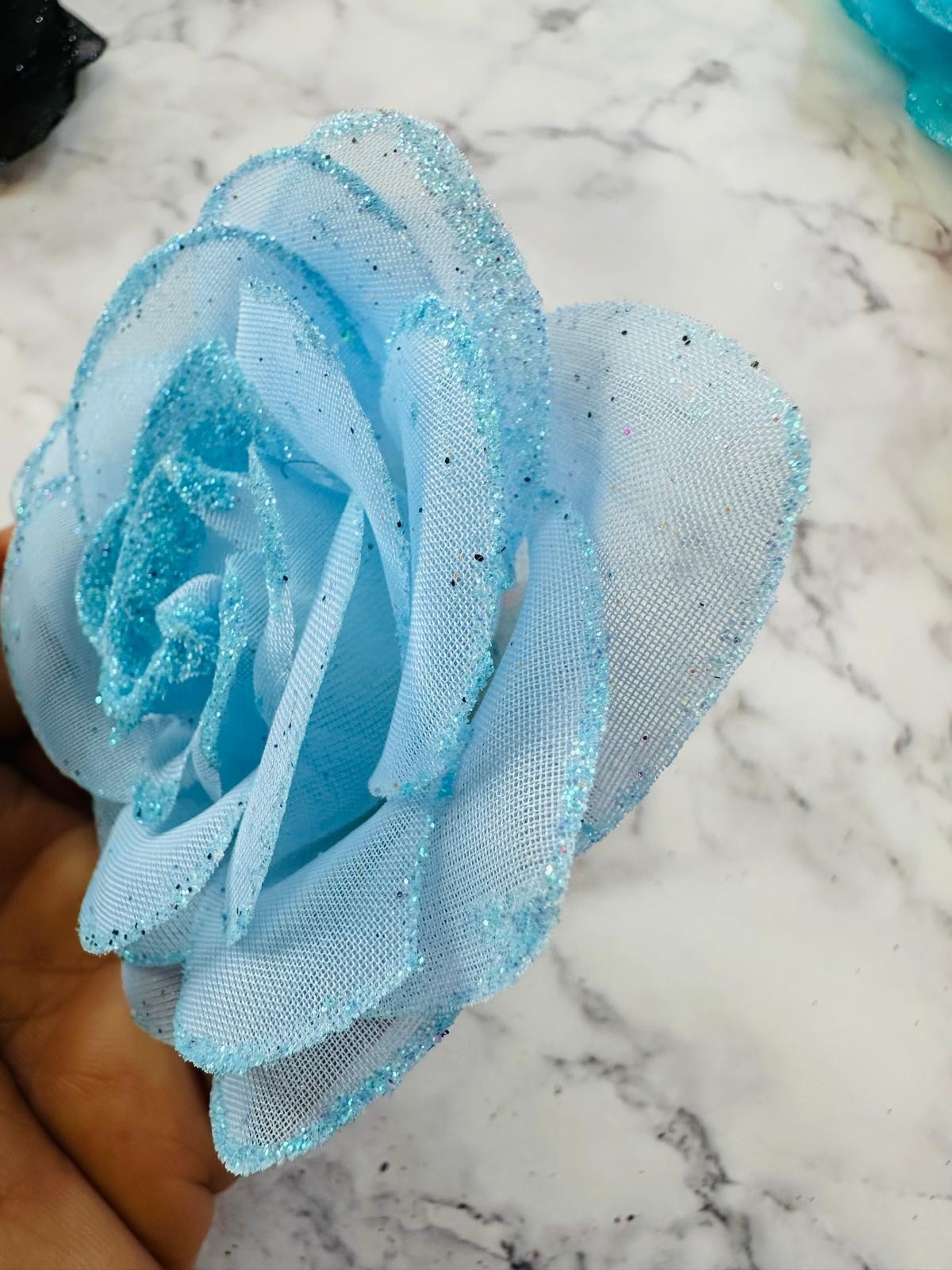 12 Pc Glitter Roses Artificial Fabric Flowers Bridal Shower Decor Assortment