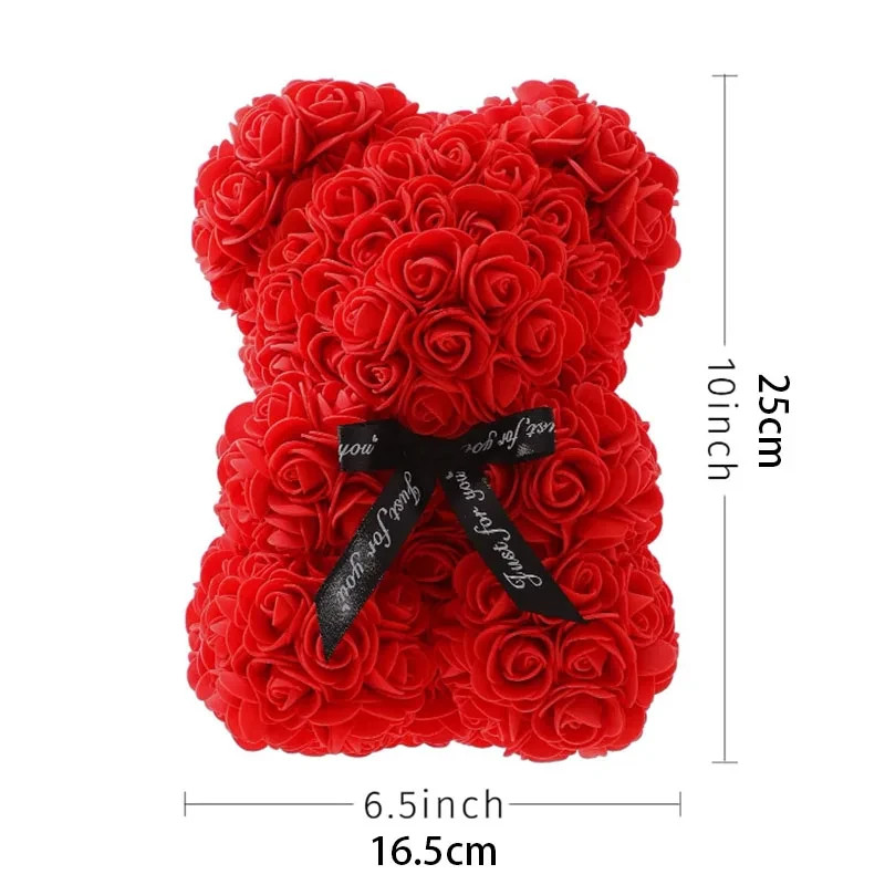 1pc 10inch Artificial Flower Floral Rose Teddy Bear Romantic Valentines Day Gift