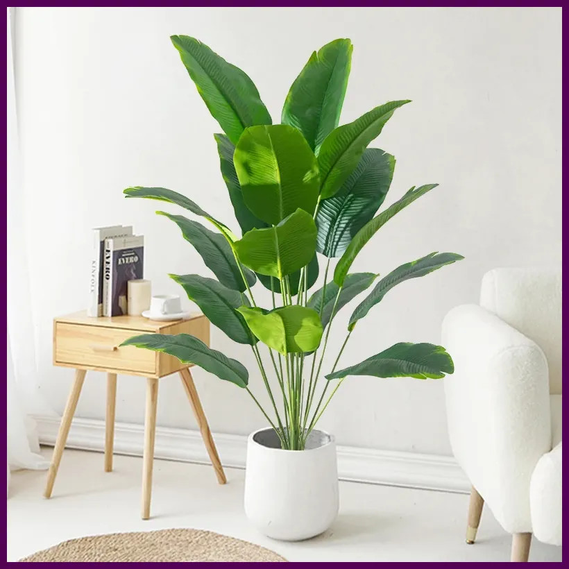 1pc Artificial Plants Large Tropical Palm Tree Fake Banana Plants Leaves Real