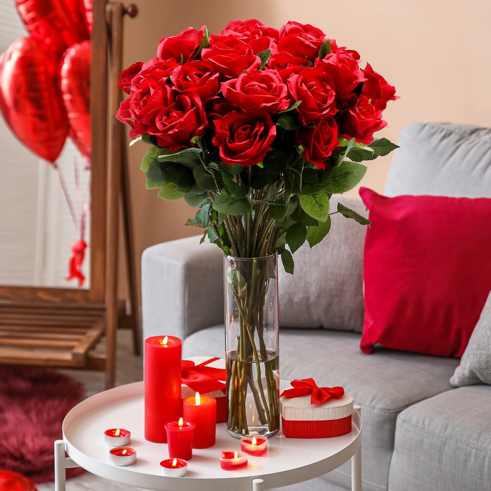 200 Pcs Artificial Roses Bulk with Long Stems, Silk Fake Roses for Wedding Ce…