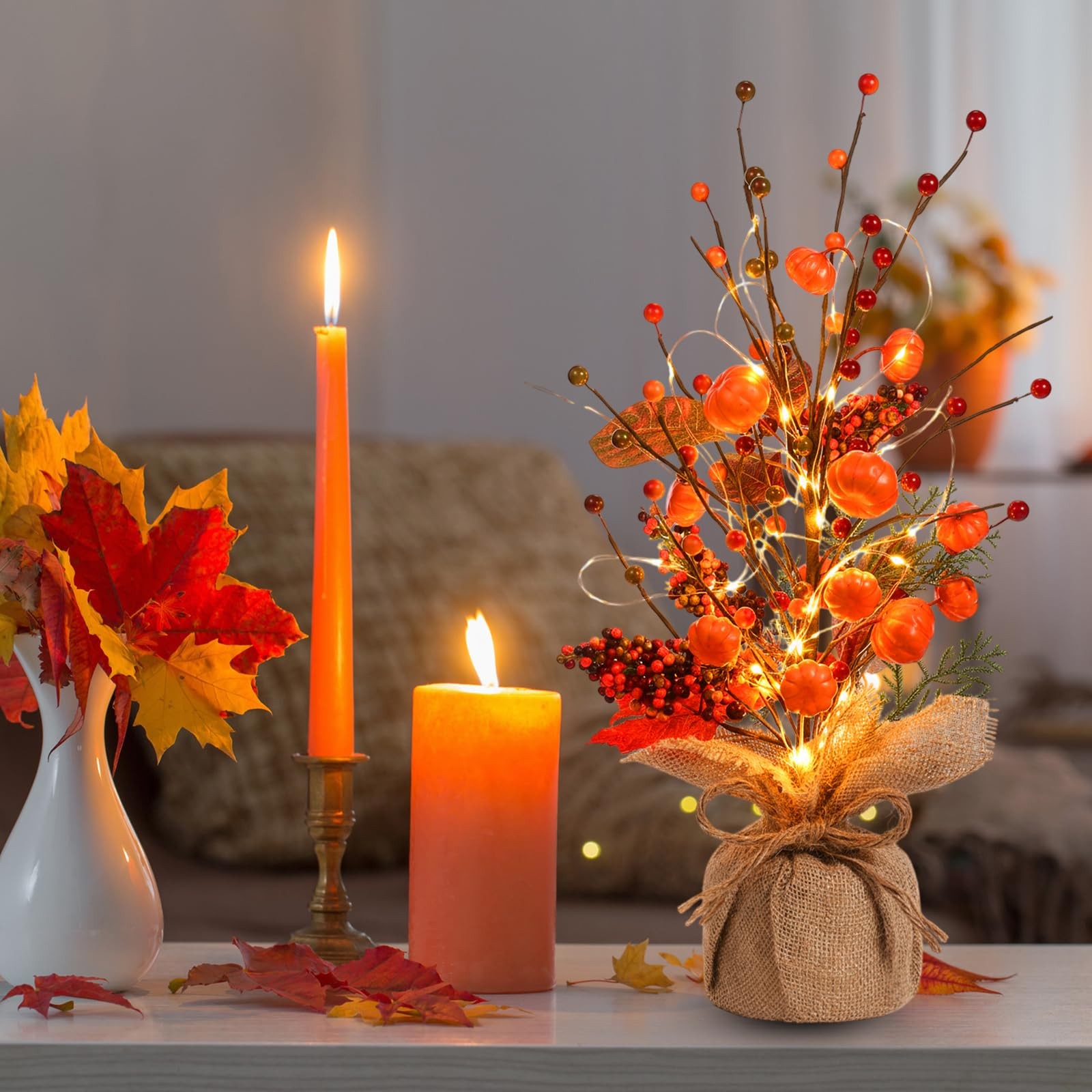 16 Inch Lighted Fall Tree Tabletop Thanksgiving Centerpiece Autumn Decor