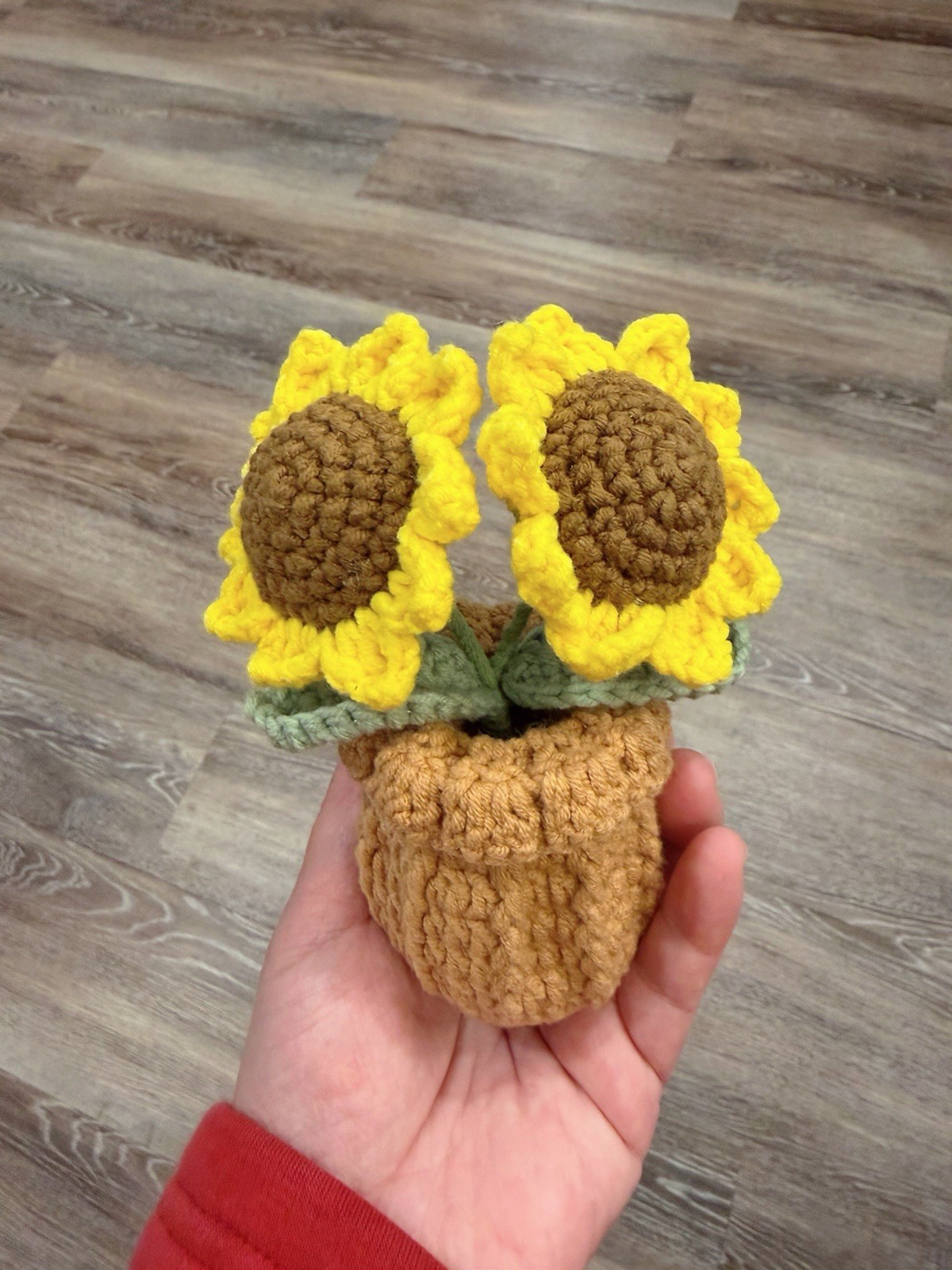 Handmade Crochet Sunflower Flower Pot Arrangement & Centerpiece, Artificial Yarn