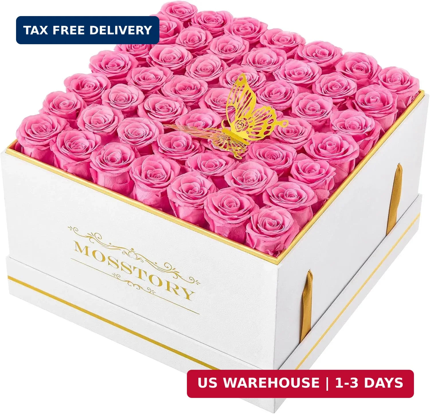 Mosstory Forever Flowers 49-Piece Preserved Roses in a Box Gifts for Her Women W