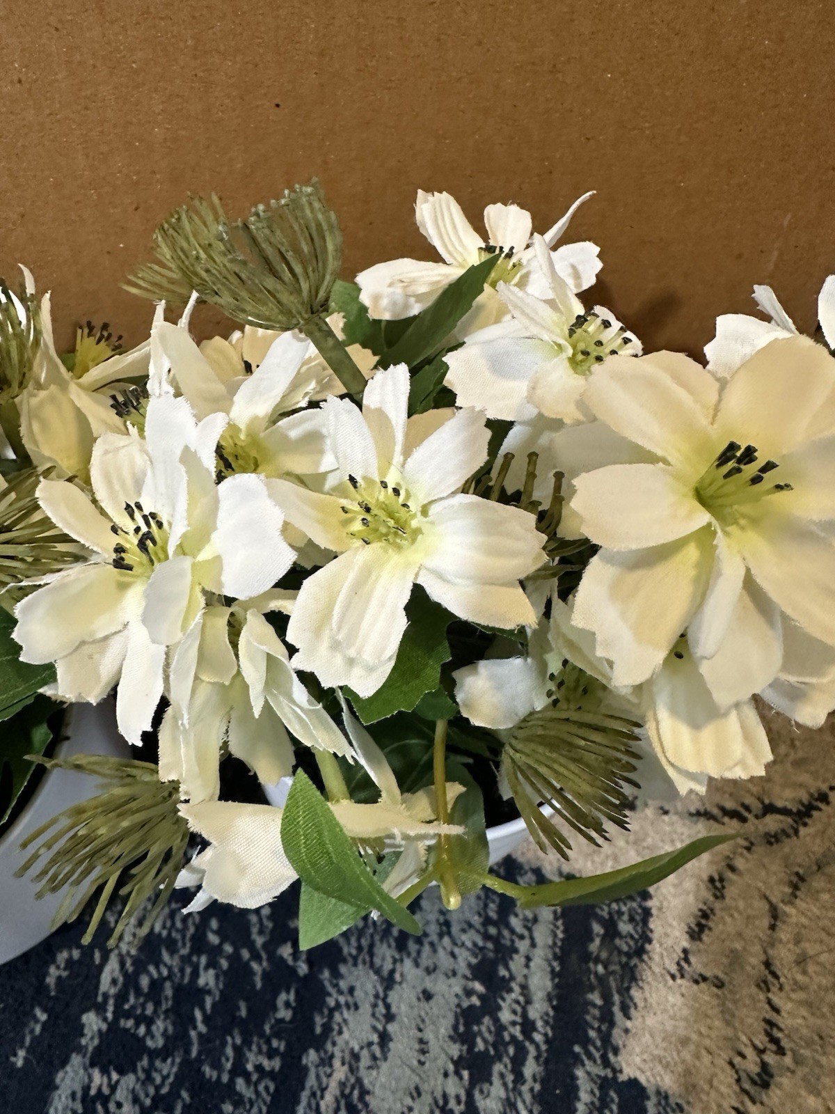 7 Inch Artificial Flower In White Vase 4 Pack