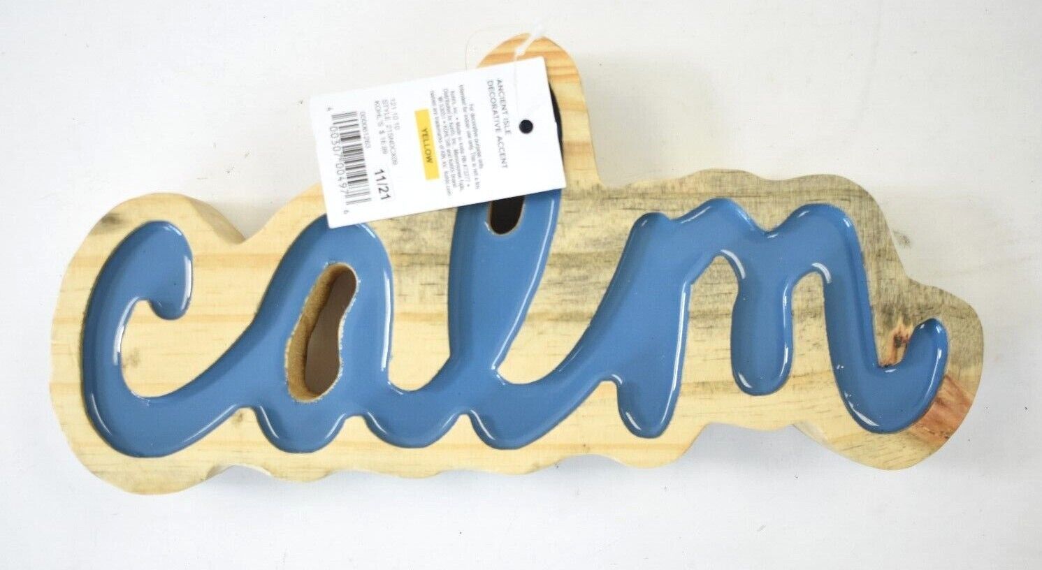 Sonoma Goods Calm Wood Table Decor Blue Ancient Isle Accent 4.5″ x 1.3″ x 10″
