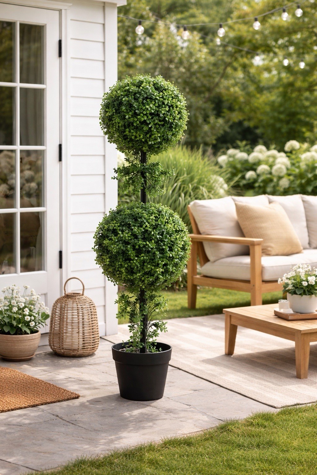 34” Boxwood Double Ball Topiary Artificial Tree (Indoor/Outdoor)