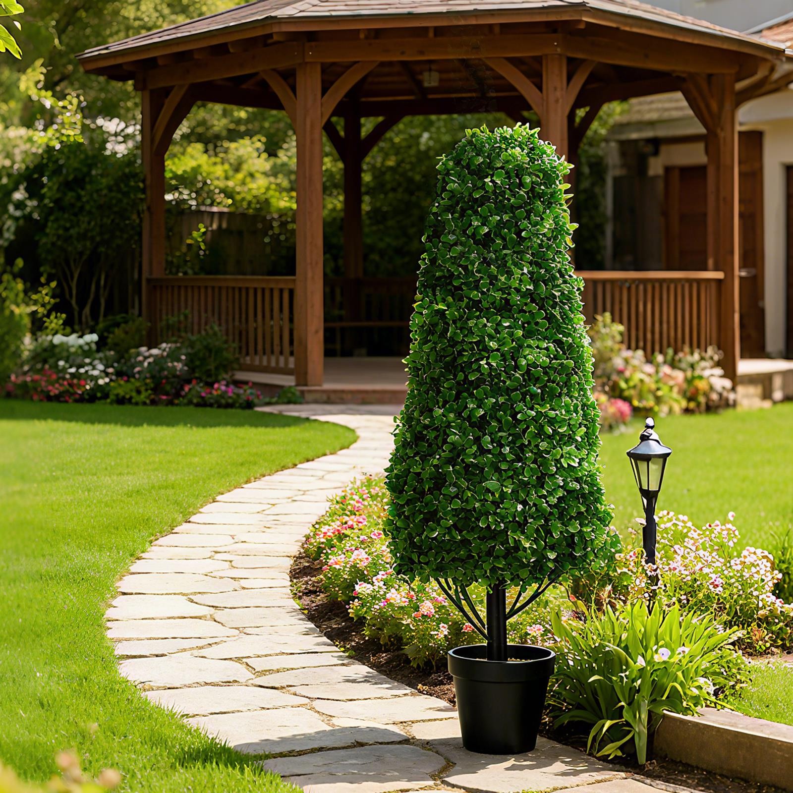3ft Artificial Topiary Tree, Artificial Boxwood Tree Set for Front Doors, Patio