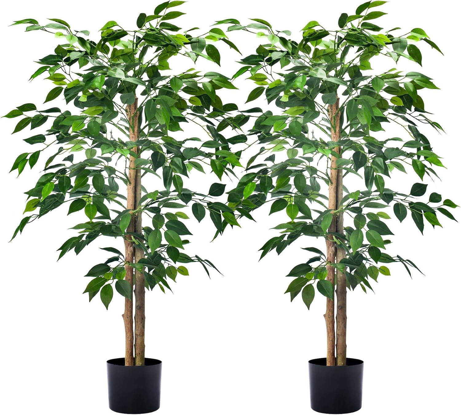2Pack 4FT Realistic Artificial Ficus Trees for Home & Office Decor