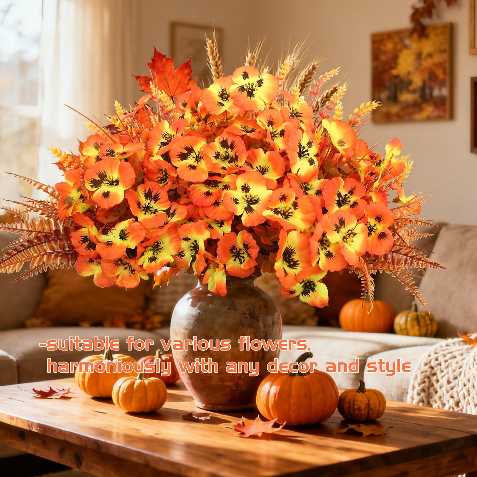 12 Bundle Artificial Mums Artificial Thanksgiving Flowers for Outdoors Fake S…