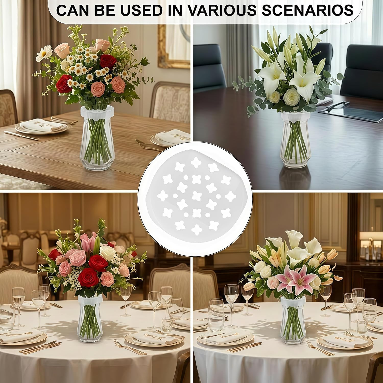 Silicone Blossom Grid Flower Arranger, Flexible Blossom Grid Floral Stem Holder