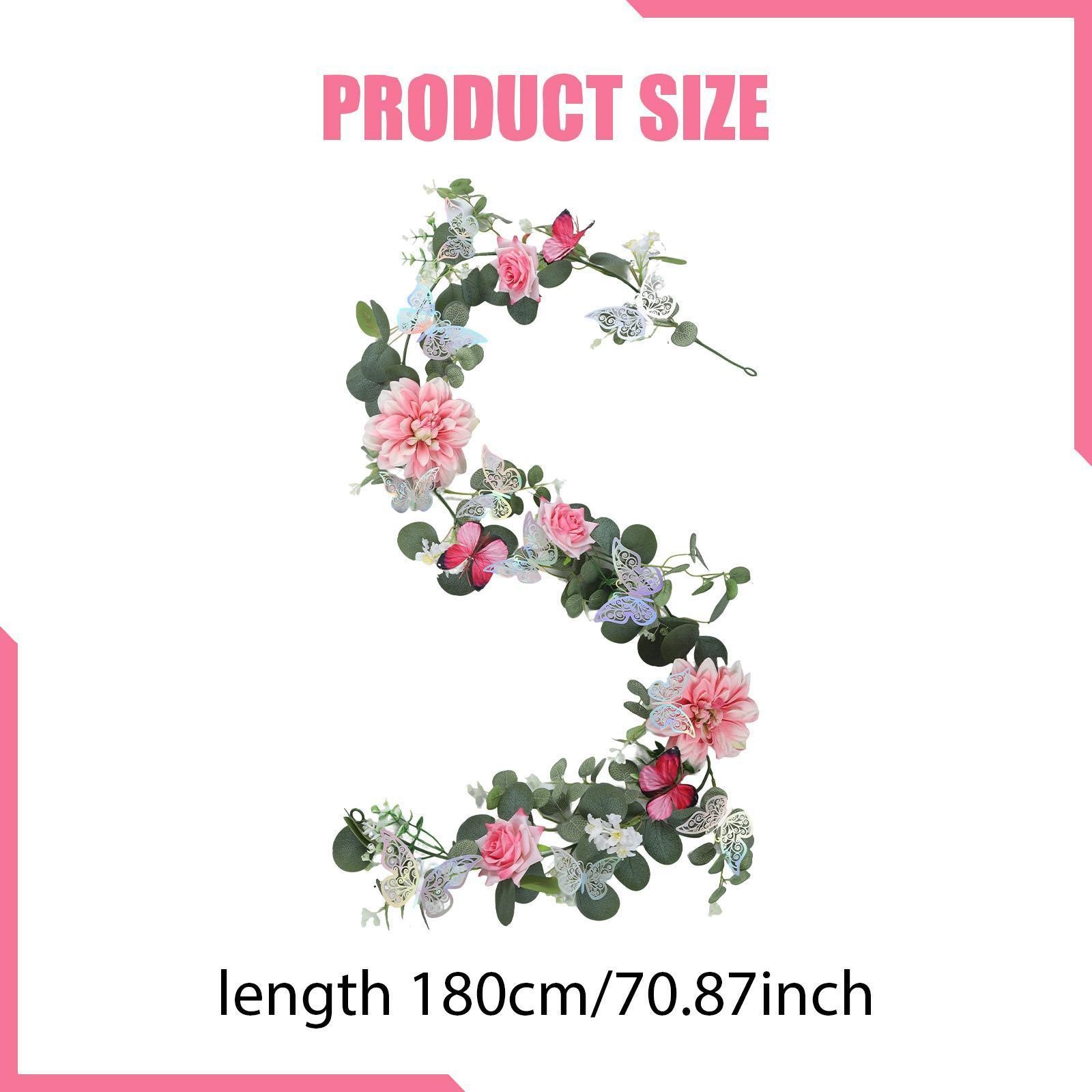 Artificial Eucalyptus Flower Garland Butterfly Hanging Floral Wreath Ornament