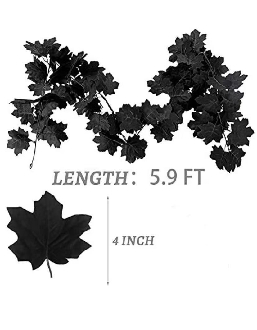 Halloween Artificial Maple Leaf Black Lifelike For Decorating Home/wall-Black