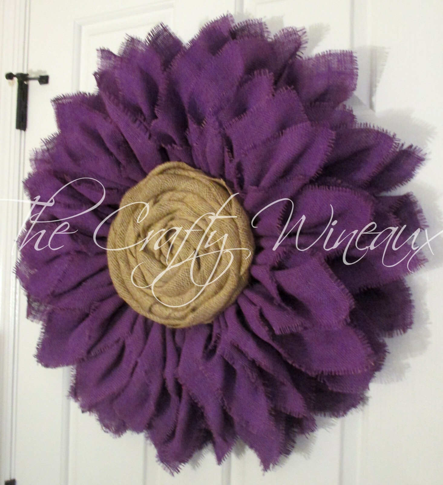 The Crafty Wineaux – Extra Thick 25″ Purple Burlap Sunflower Wreath