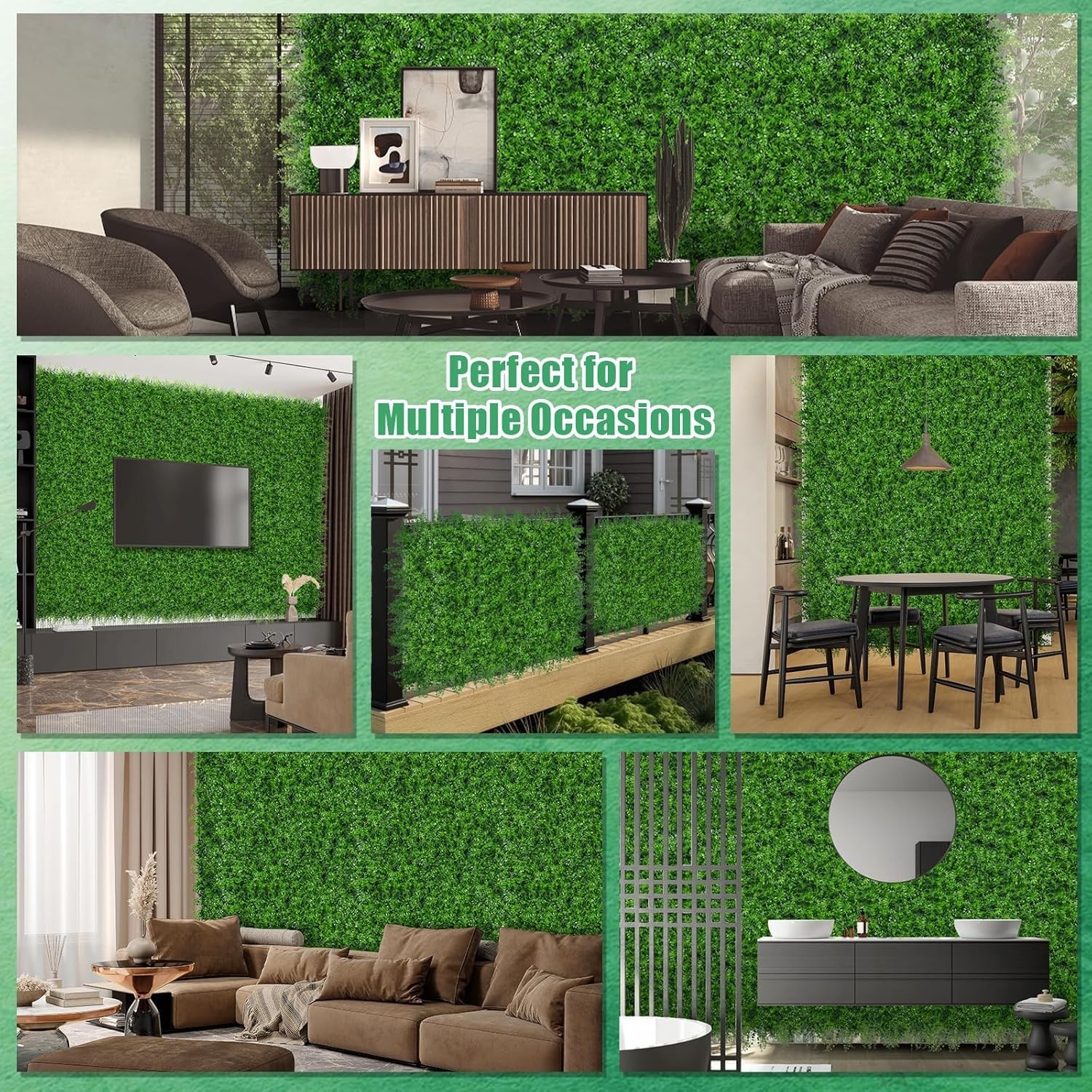 Wall Panels, 20”x20” 12pcs Artificial Boxwood Hedge Panels Privacy Screen
