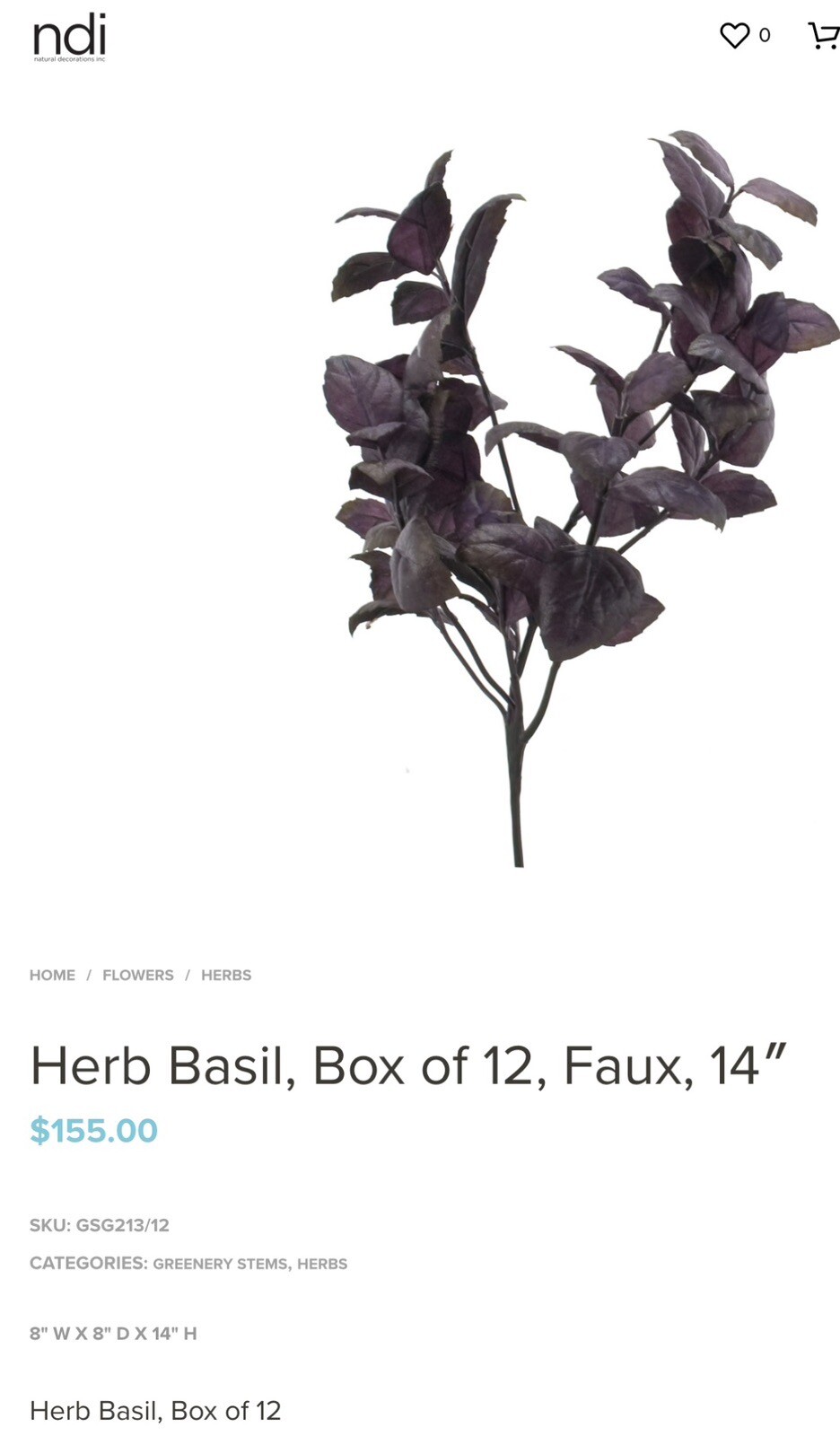 ndi “Herb Basil” Lot Of 12 Burgundy Colored 14” Floral Picks. Orig. $155. NEW.