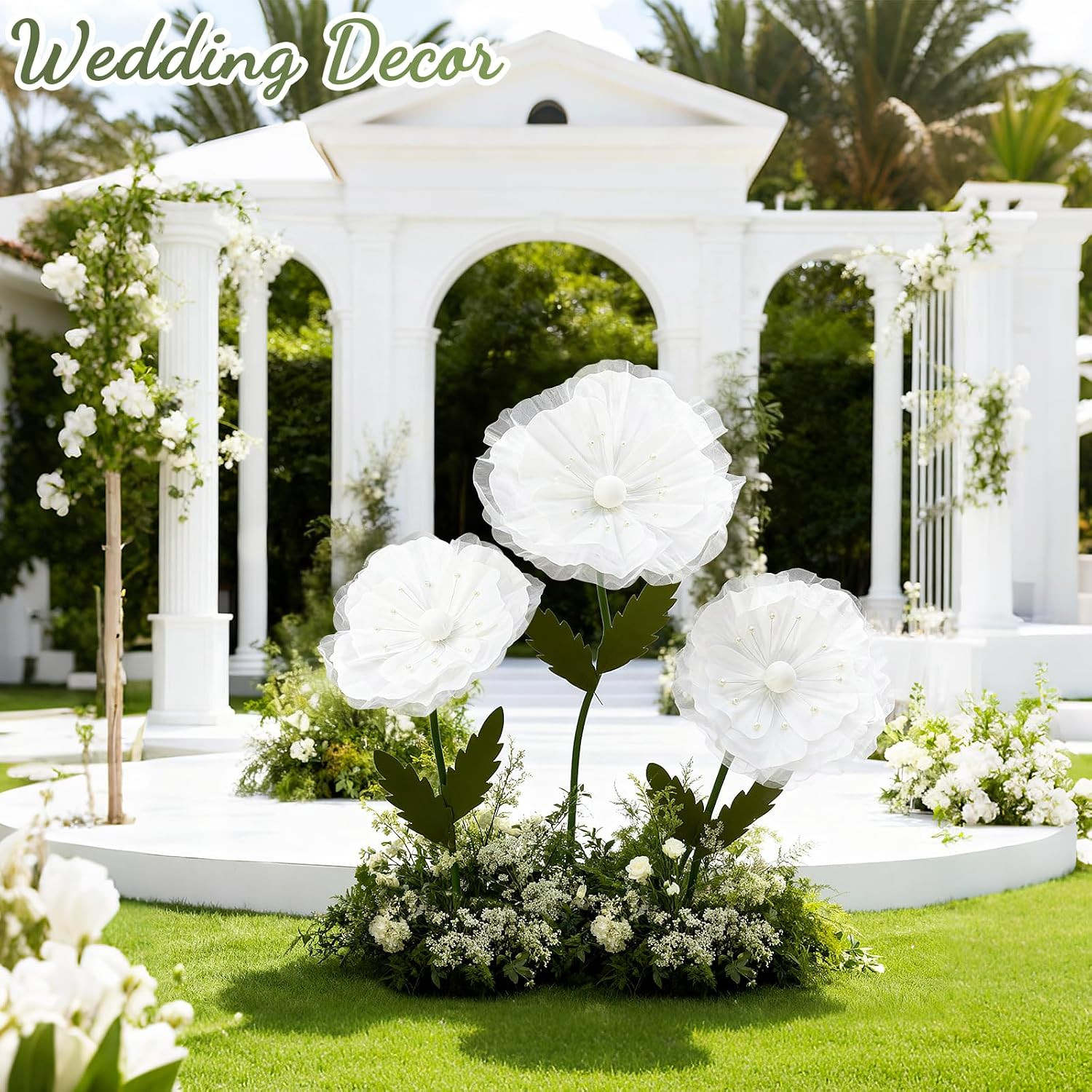 3PCS Giant Flowers for Decoration, 5.9Ft Large Artificial Silk and Foam Flower w