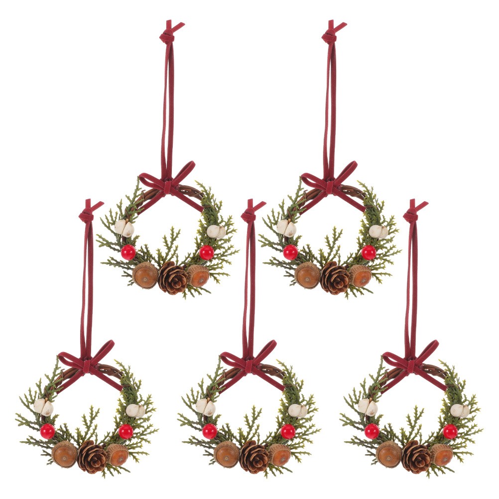 5 Pcs Farmhouse Front Door Decoration Christmas Mini Cabinet Wreaths