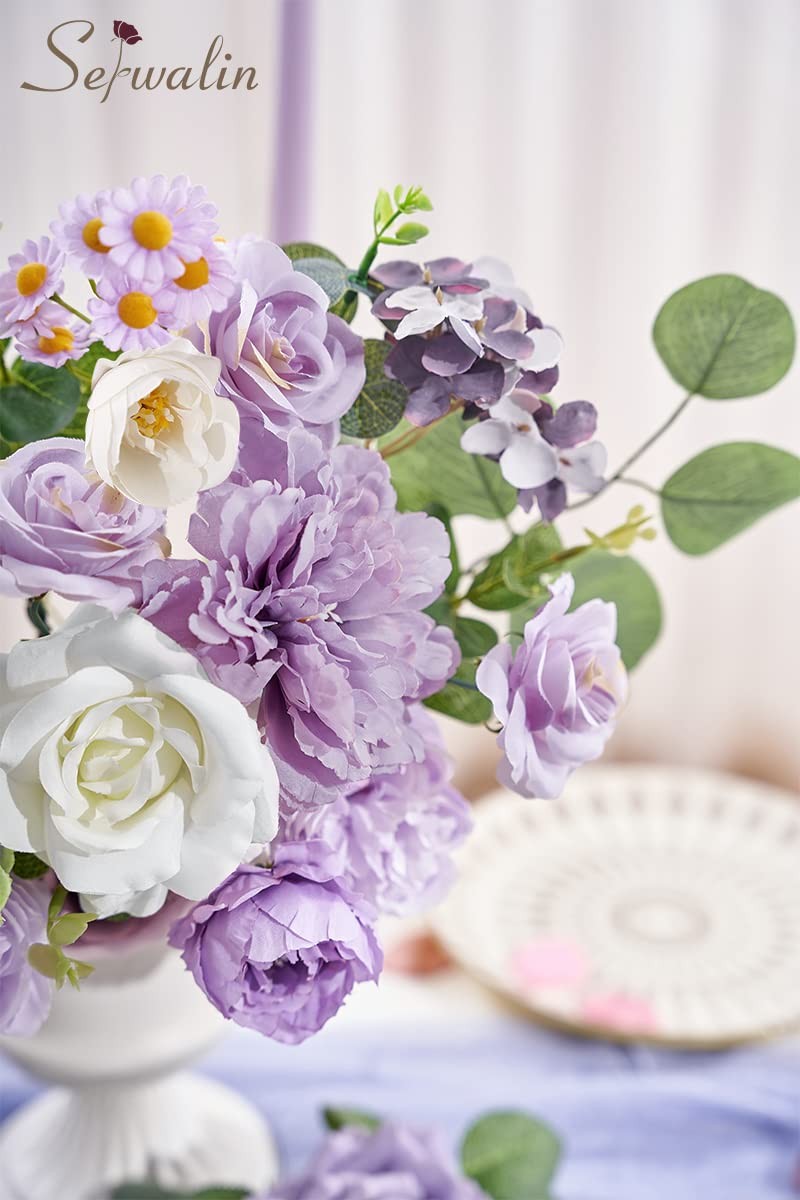 Serwalin Artificial Flowers Silk Flowers Wedding Cake Flowers Purple Fake Flo…