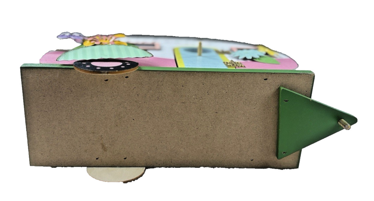 Retro Style Flowered Camper Bird House 6x10x3″ Wood & Metal Not Weather Resist