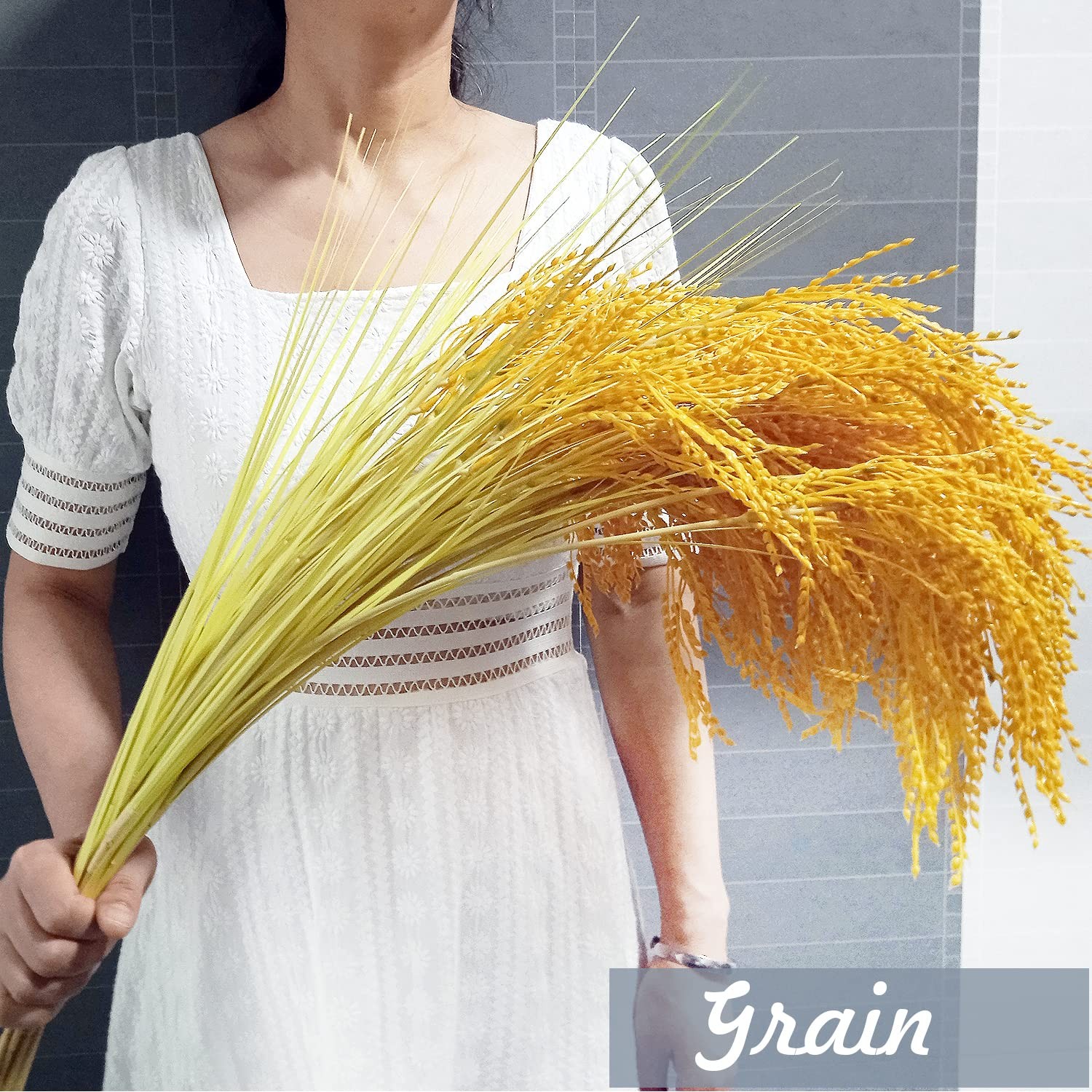 Fake Grain Plant Artificial Paddy Rice Flowers Yellow Natural Plants for Home…