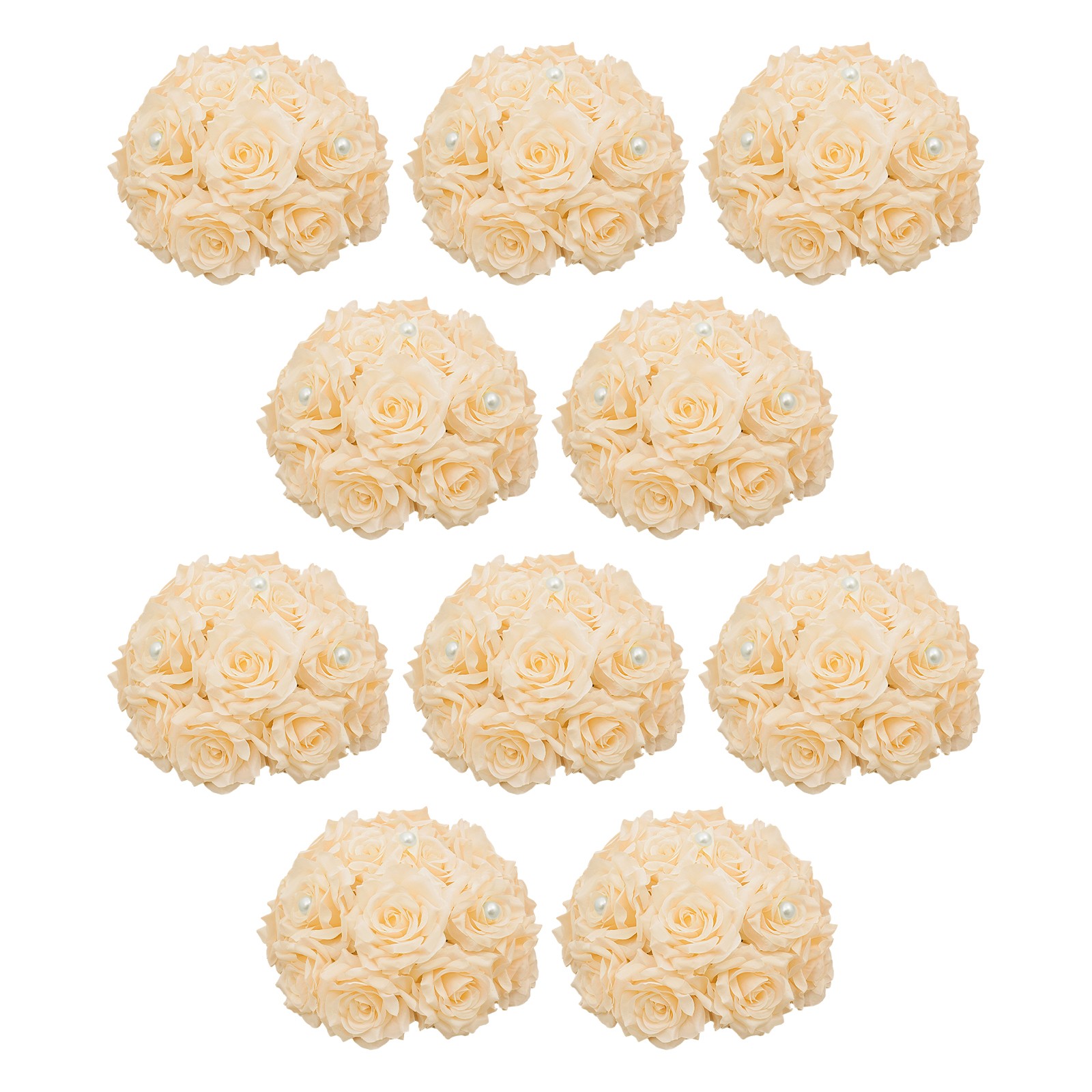 10*Bouquet Wedding Artificial Flower Balls for Table Deco, Deep Champagne Color