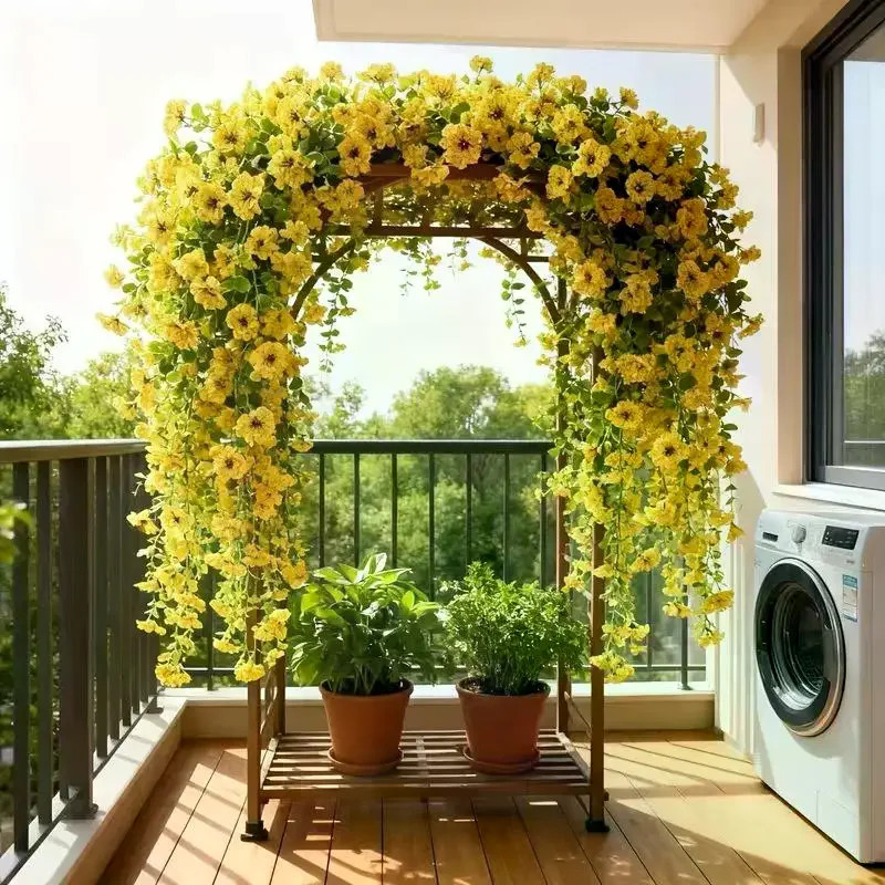 2Pcs Plastic Eucalyptus Fake Plant Decor Daisy Artificial Flowers Hanging Vines