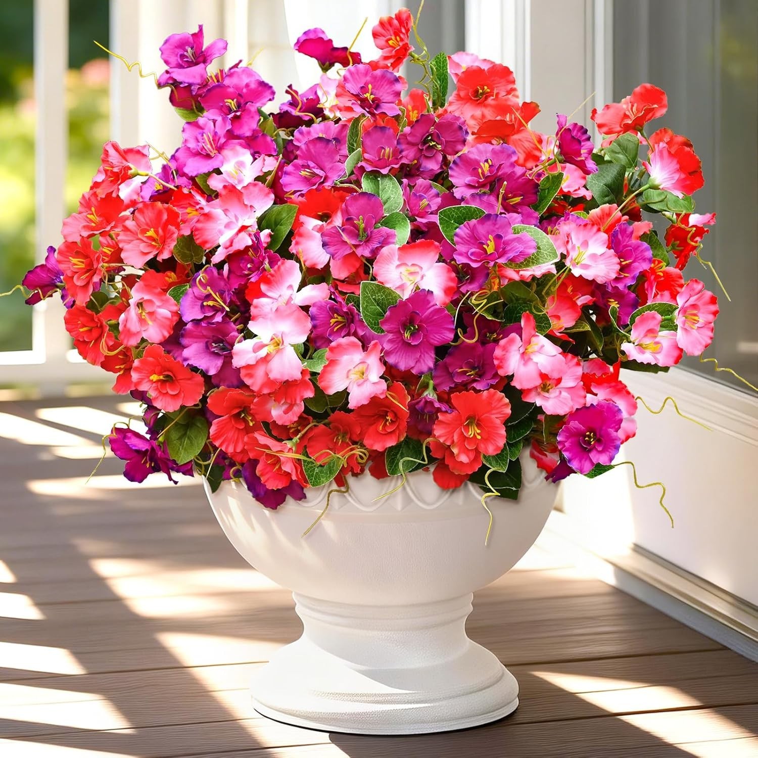 Fake Hibiscus Artificial Flowers, Outdoor, 12 Bundles, UV Resistant