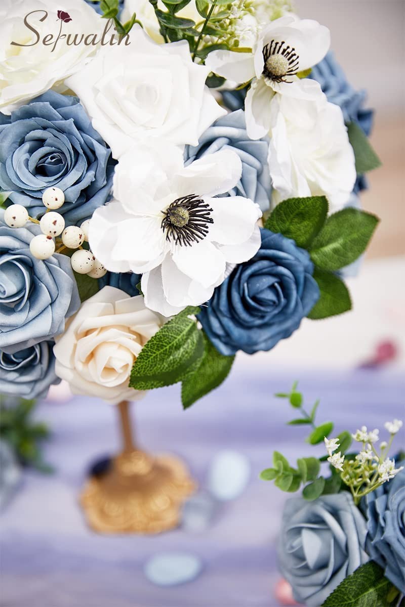 Dusty Blue Artificial Flowers Silk Flowers for Wedding Decor