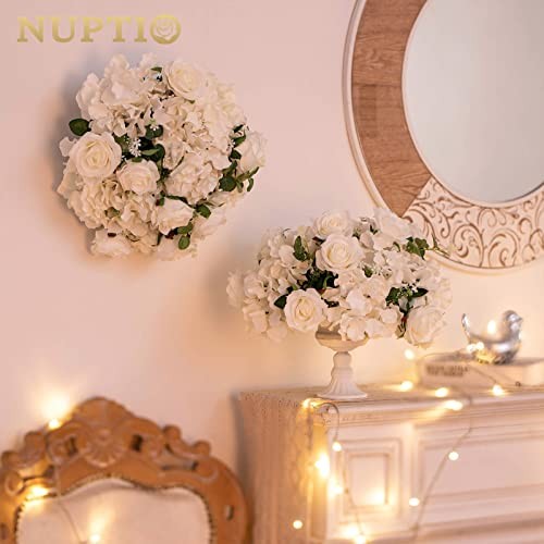 Flower Ball Arrangement Bouquet – 10 Pcs 15.7 inch 15.7″ Diam – 10 PCS White