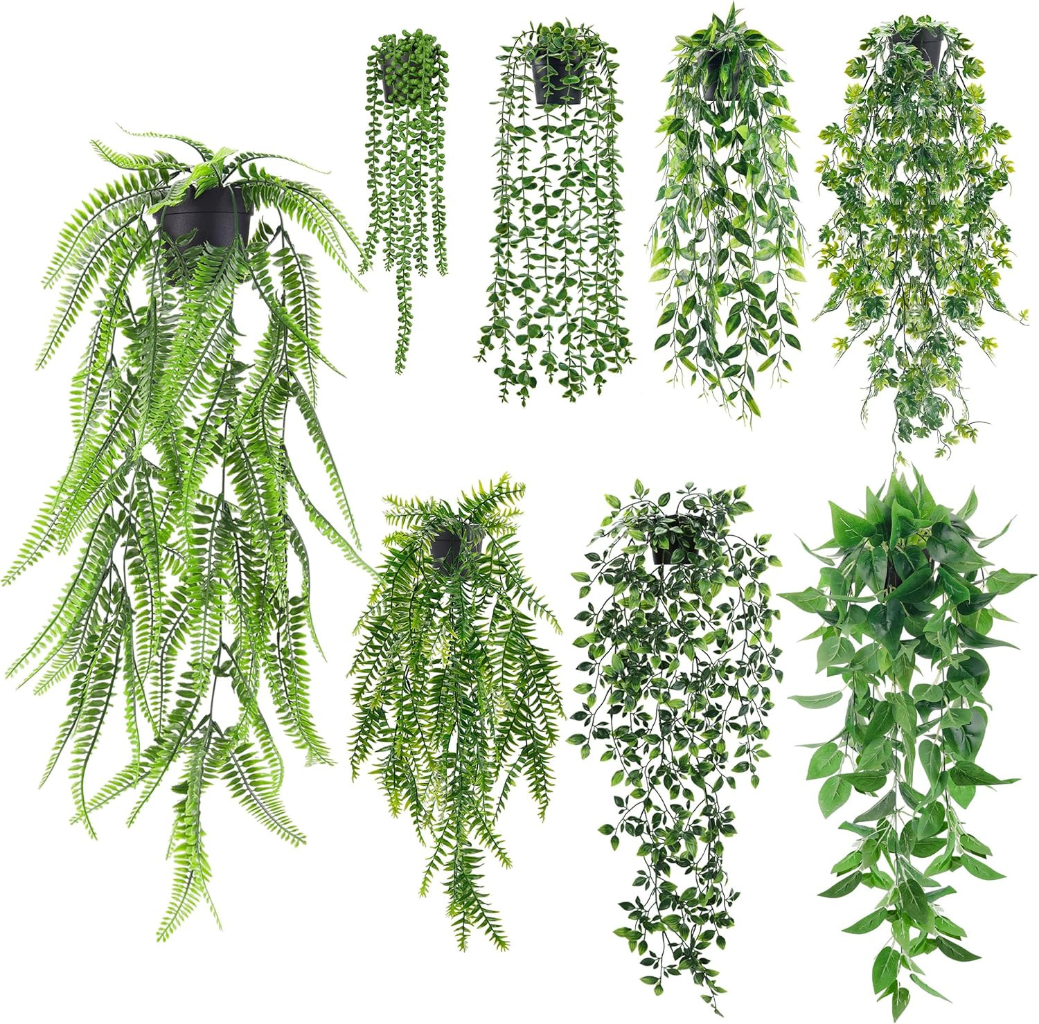 4Pcs Fake Plants Hanging Artificial Hanging Plants, Wall Shelf Indoor Outdoor De