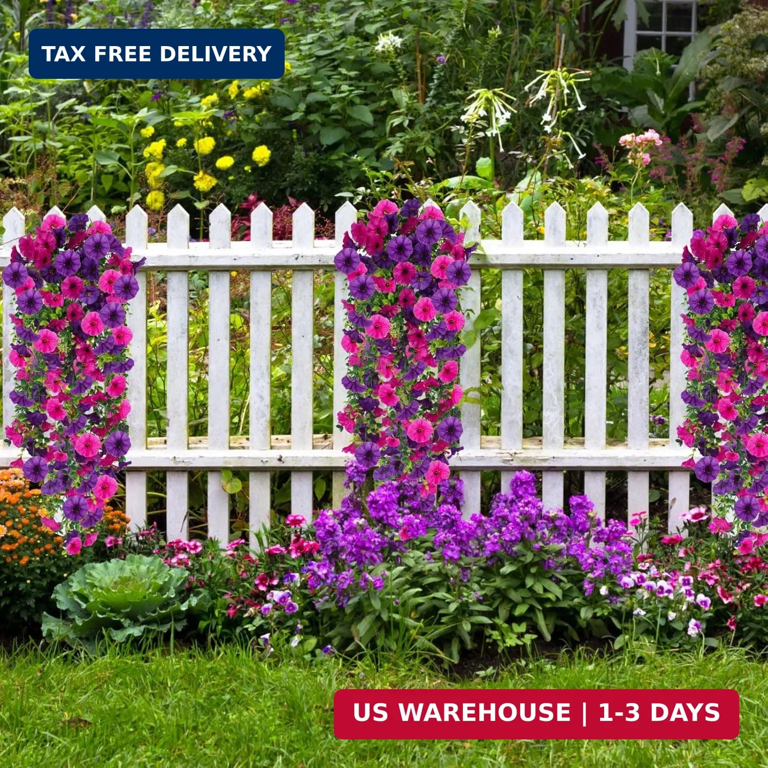Fake Artificial Hanging Morning Glory Flowers for Outdoor Planters Porch Pation